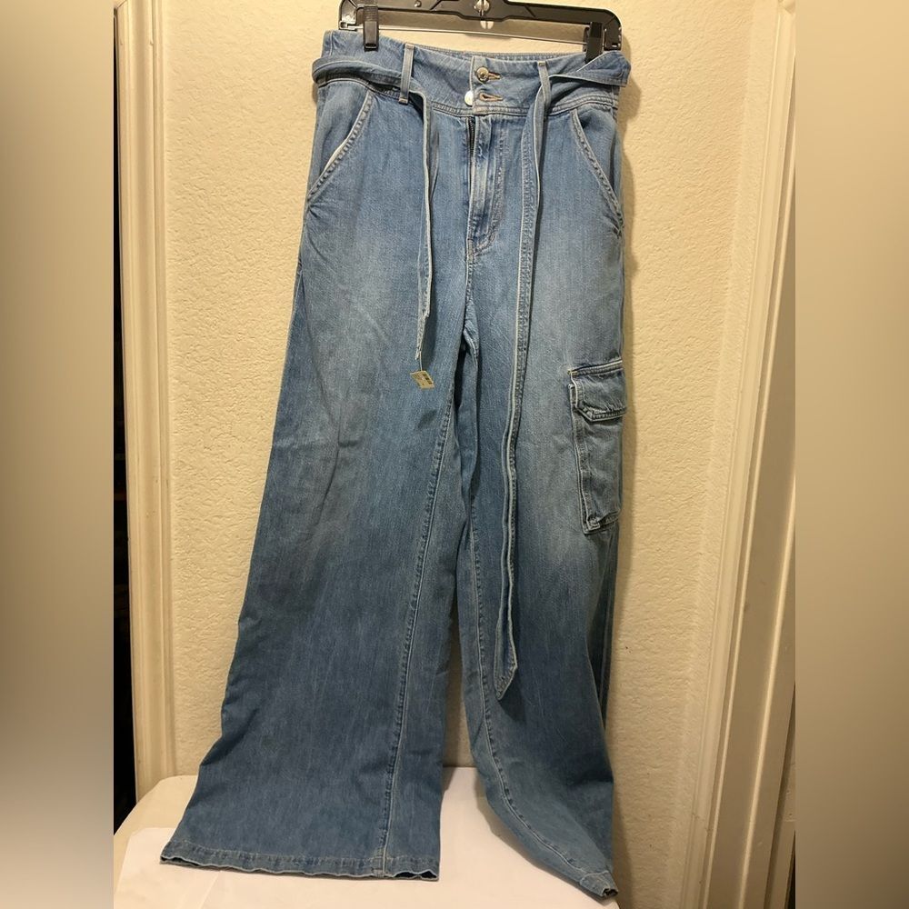 VERONICA BEARD Belisa high-rise cargo jeans Wide-Leg Blue Jeans size 27 - Picture 6 of 7